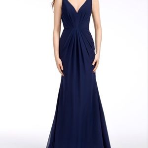 Hayley Paige nave blue bridesmaid dress